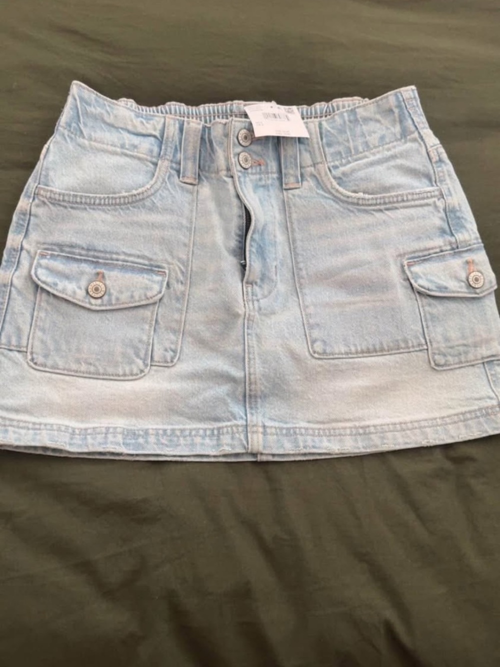 American Eagle Outfitters Light Blue Denim Cargo Mini Skirt